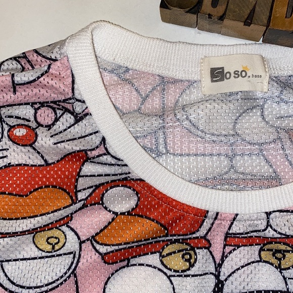 RARE SO SO BASE DORAEMON Women’s Mesh T-Shirt - Picture 4 of 12